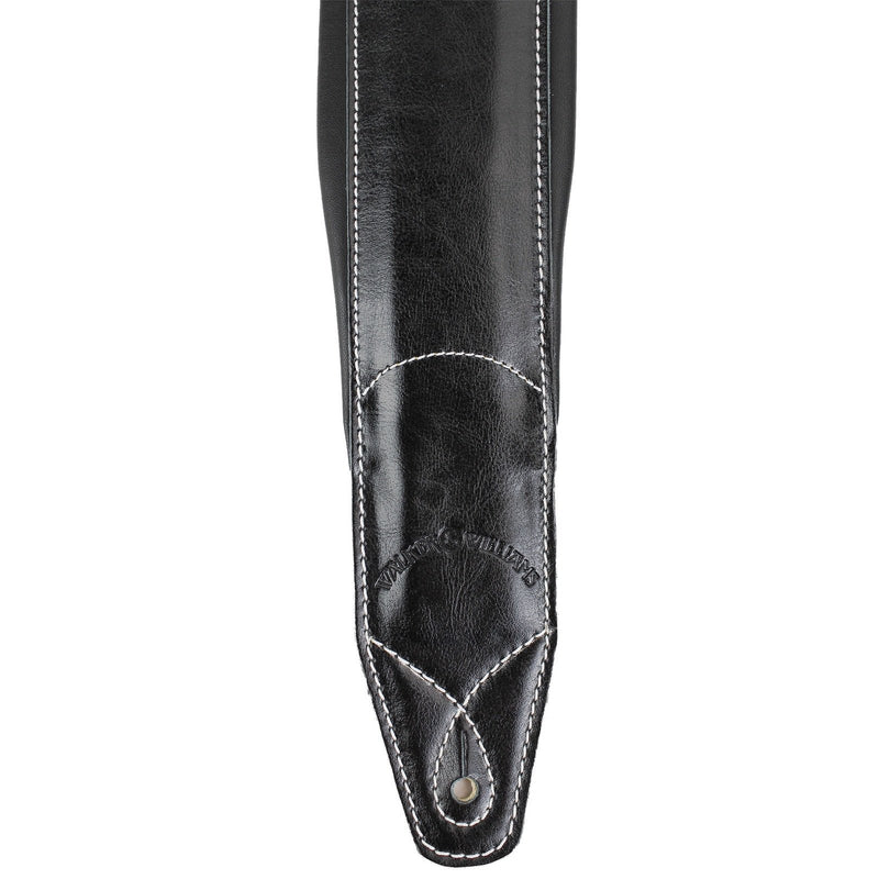 Walker & Williams C-22-XL Extra Long Double Padded Black Leather Guitar Strap up to 64"