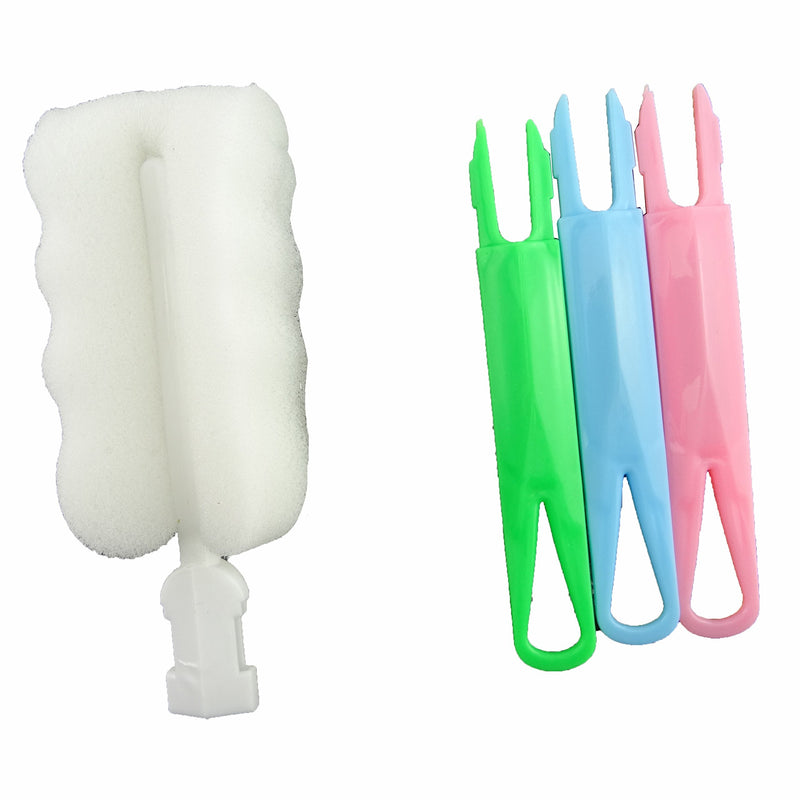 Honbay Pack of 3 Bottle Brushes, Dismountable Long Handle Bottle Cleaning Sponge, Baby Bottle Cleaner Brush, Nipple Brush, Glass Jar Mug Kitchen Washing Cleaning Tools