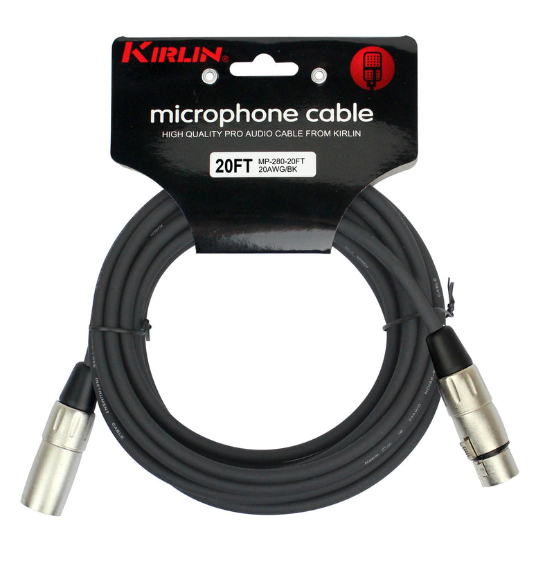 [AUSTRALIA] - Kirlin Cable MP-280-20/BK - 20 feet - XLR to XLR Microphone Cable Black PVC Jacket 