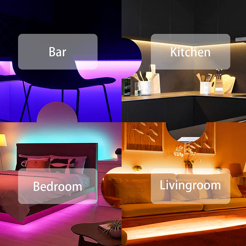 PJJKR Smart Led Strip Lights 3.28Ft RGB Color Changing Bluetooth Led Light Strip with App Control Music Sync for Bedroom Home Kitchen Party TV Bar 1M/3.28FT