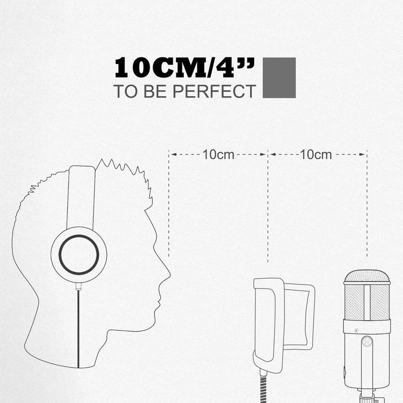 [AUSTRALIA] - ZINGYOU PF-101 Microphone Pop Filter, Studio Recording Pop Shield, Mic Windscreen with Flexible Gooseneck and Extended Adjustable Clamp U-Shape 