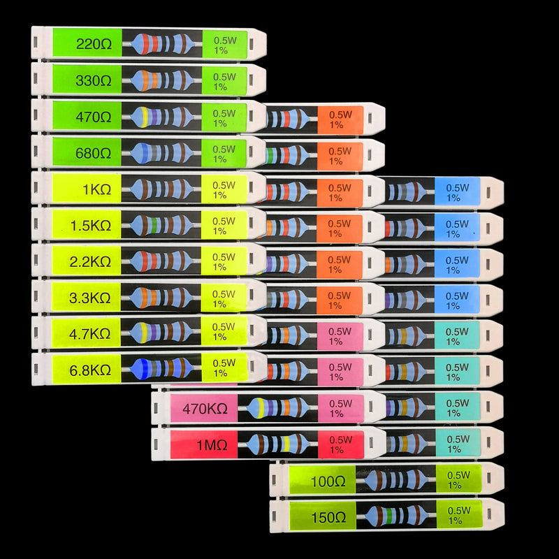 EEEEE 1/2W 30 Values 600pcs Individual Compartment 1 Ohm-1M Ohm with 1% Metal Film Resistor Assortment Kit and Electrical Industrial Assorted Set K Ohm Pack for Led Lights Arduino Raspberry Pi 1/2 Watt 600pcs 1R-1M