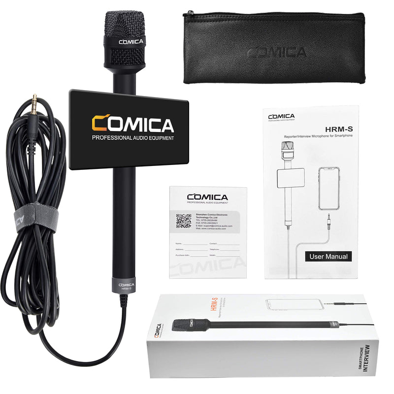 [AUSTRALIA] - COMICA HRM-S Interview Microphone Condenser Cardioid Microphone with 3.5mm TRRS Plug, Reporter Microphone for iPhone Android Smartphone and Laptop, Handheld Mic for Interviews, Reports, Presentation 3.5mm Jack 