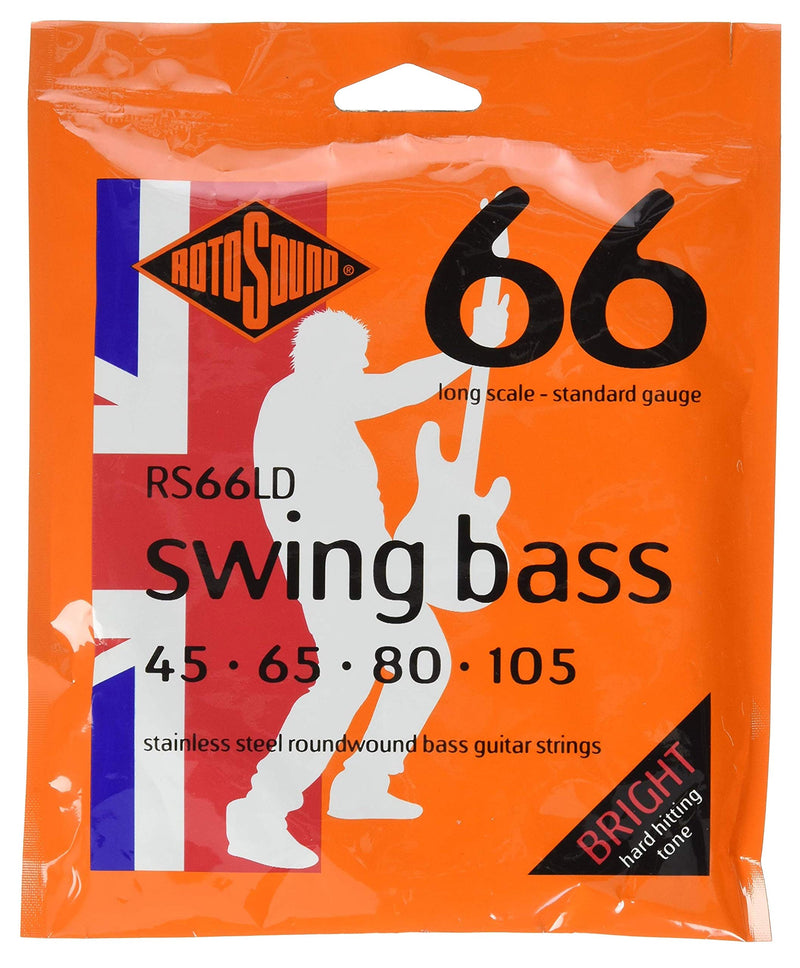 Rotosound Stainless Steel Standard Gauge Roundwound Bass Strings (45 65 80 105), RS66LD & R10-31 Electric Guitar Strings with Strap (Pack of 3) R10 Regular 10-46 + R10-31 Strings