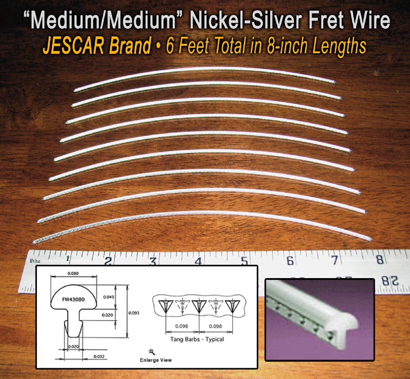 Guitar Fret Wire - Standard Nickel-Silver Medium Gauge - Six Feet