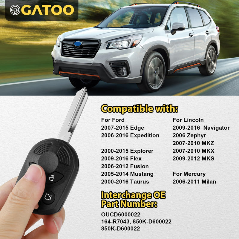 Key Fob Replacement Fit for Ford Edge Expedition Explorer Flex Fusion Mustang Taurus 2007 2008 2009 2010 2012 2012/ Lincoln Navigator Zephyr MKZ MKX MKS 2006-2010/ Mercury Milan 2006-2011,OUCD6000022
