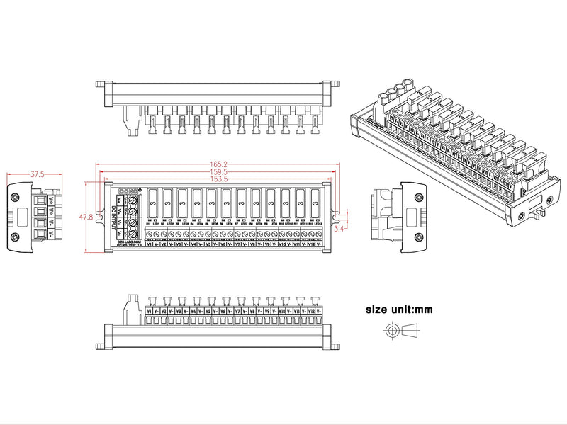 [AUSTRALIA] - DC Power Fuse Distribution Strip Module (12 Position, Screw Mount) 12 Position 
