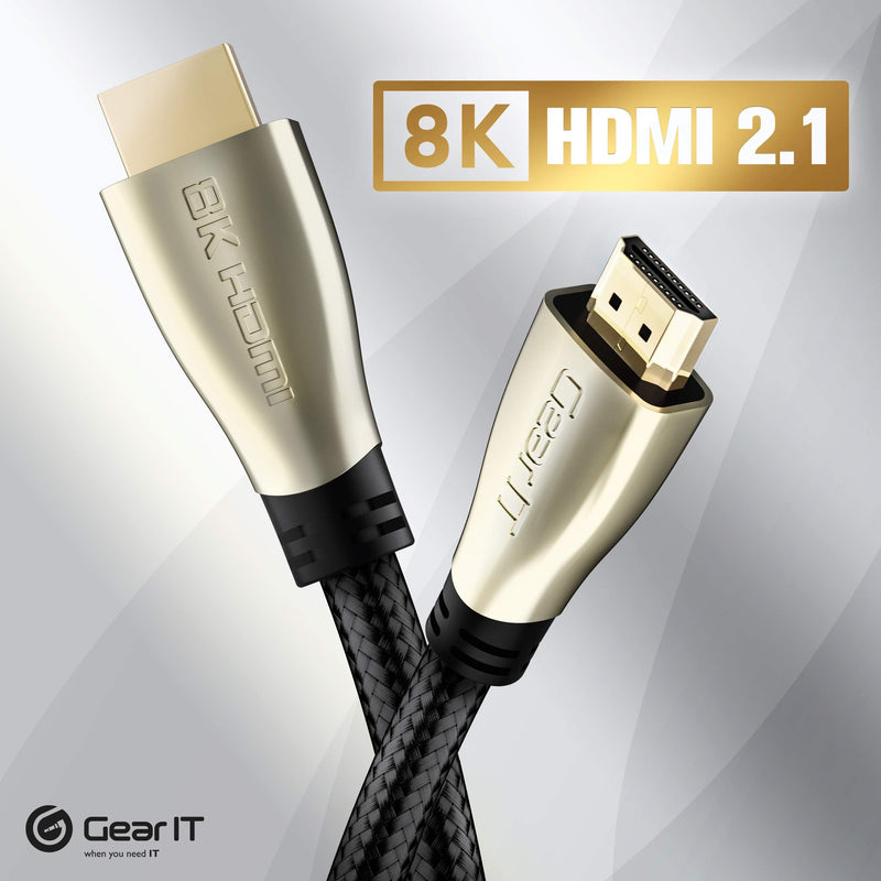 GearIT Premium Braided HDMI 2.1 8K 60Hz 48Gpbs Cable 10ft 10 Feet Black