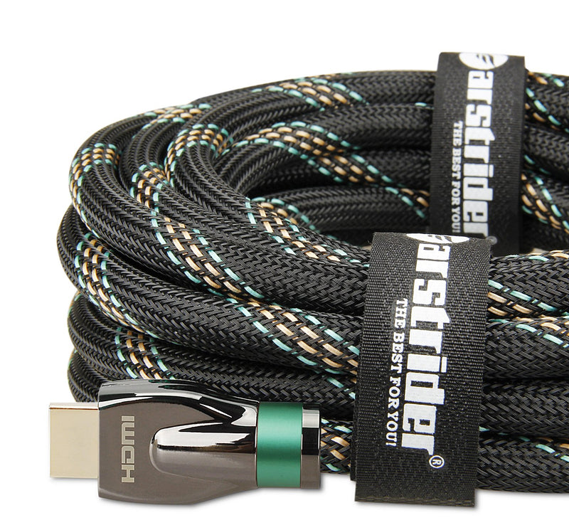 4K HDMI Cable/HDMI Cord 15ft - Ultra HD 4K Ready HDMI 2.0 (4K@60Hz 4:4:4) - High Speed 18Gbps - 26AWG Braided Cord-Ethernet /3D / HDR/ARC/CEC/HDCP 2.2 / CL3 by Farstrider 15 Feet Green