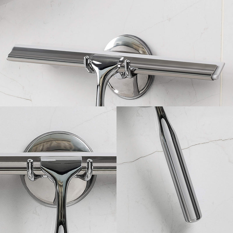 [AUSTRALIA] - Ettori Shower Squeegee Clear Glass Wall Cleaner Stainless Steel with Suction Storage Hook -10'', Chrome 