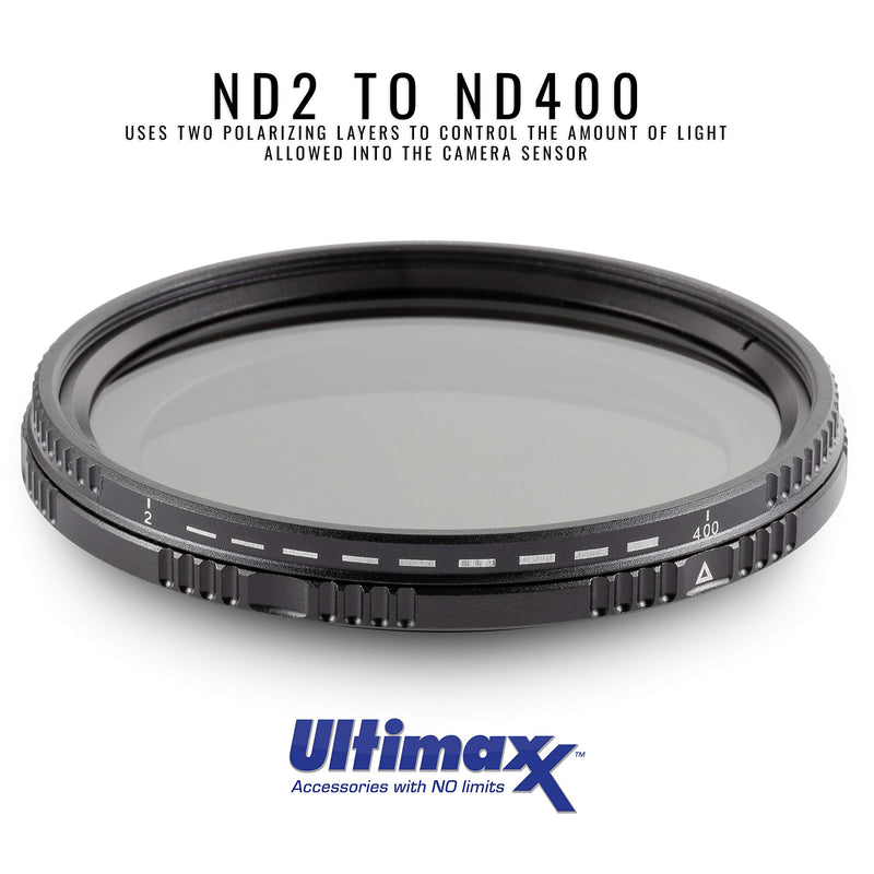 72mm ND Filter Ultimaxx 72mm ND2-ND400 Fader Variable Neutral Density Adjustable Lens Filter Dynamic ND Filter Optical Glass