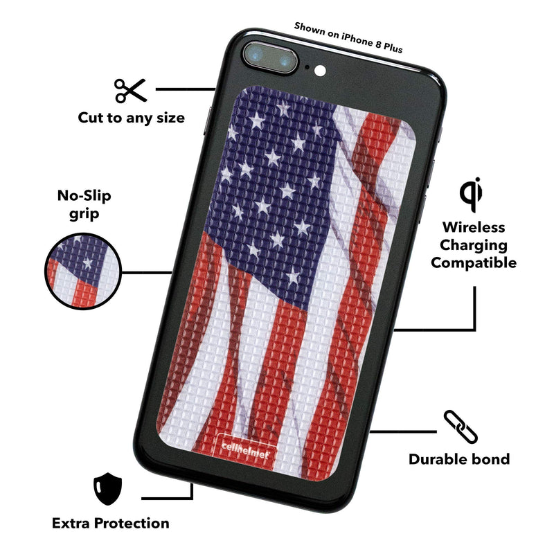 cellhelmet TACKBACKS | Universal Non-Slip Phone Grip, Device Grip Tape | Phone - XL (2.5" x 5") | Patriotic USA Flag Case Cover | Protective Phone Back American Flag