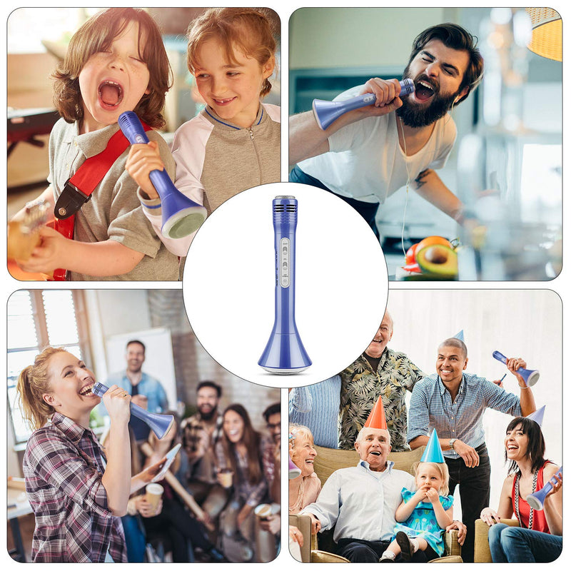 [AUSTRALIA] - Wireless Karaoke Microphone, Kids Microphone with Bluetooth Speaker, Karaoke Mic Portable Karaoke Player Machine for Adult Home Party Music Singing Playing(Blue) Blue 