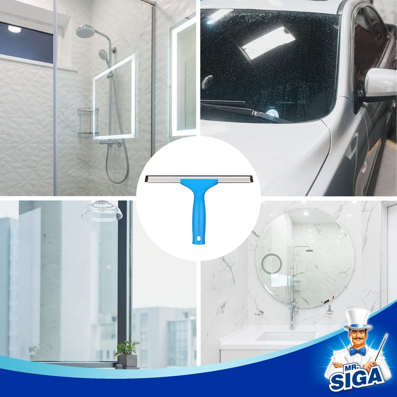 MR.SIGA Professional Window Cleaning Combo - Squeegee & Microfiber Window Scrubber, 10" 10-inch