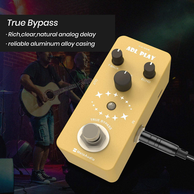 [AUSTRALIA] - MeloAudio Classic Delay Guitar Effect Pedal with True Bypass Full Metal Shell, Electronic Power Supply, Picks and Patch Pedal Cable 