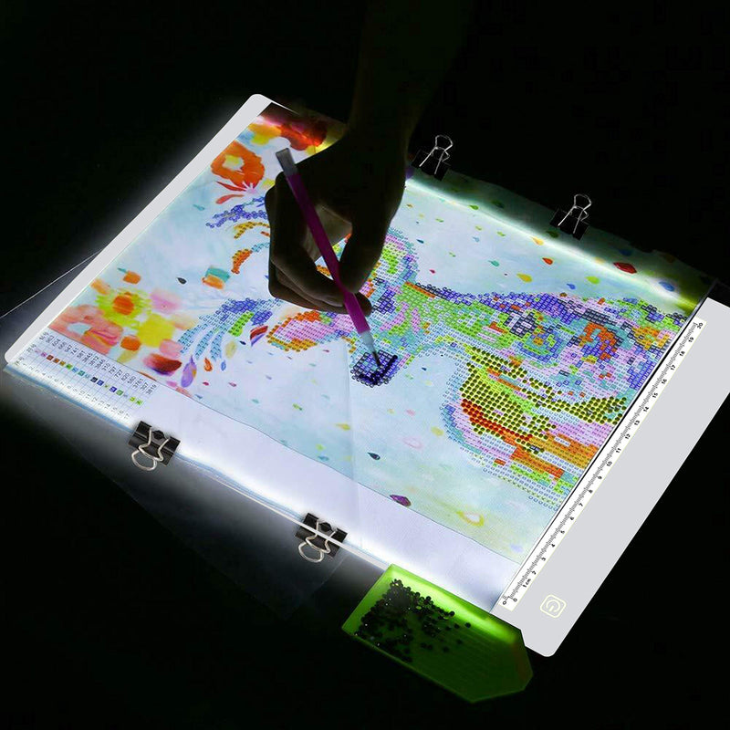 A4 Ultra-Thin Portable LED tracing Light Box Dimmable Brightness LED Art Tracing Pad for Artist Drawing Sketching Animation Stencilling and 5d Diamond Painting (Silver, A4) Silver