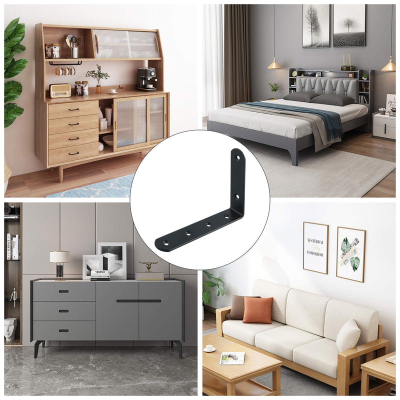Alise Floating Shelf Bracket Widened and Thickened Stainless Steel Brackets Heavy Duty Corner Brace Support Wall Hanging 6x4Inch,4Pcs Black Finish 6x4 Inch