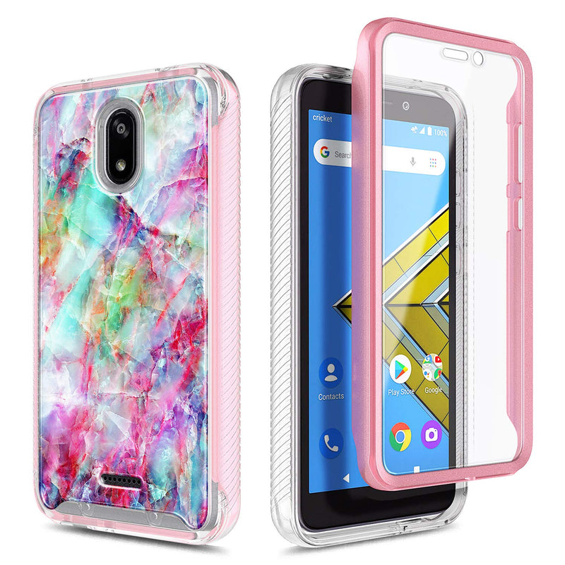 E-Began Case for BLU Wiko Ride (W-U300), Vision 2 (U304AC)/AT&T Radiant Core (U304A)/Cricket Icon with [Built-in Screen Protector], Full-Body Shockproof Protective Case Cover -Marble Design Fantasy