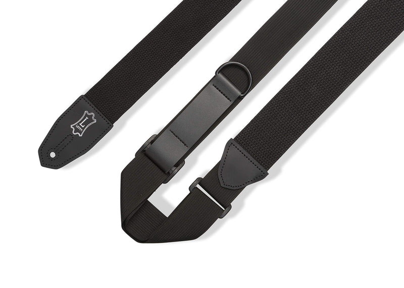 Levy's Leathers Right Height Guitar Strap with RipChord Quick Adjustment Technology; 2" Wide Cotton - Black (MRHC-BLK)