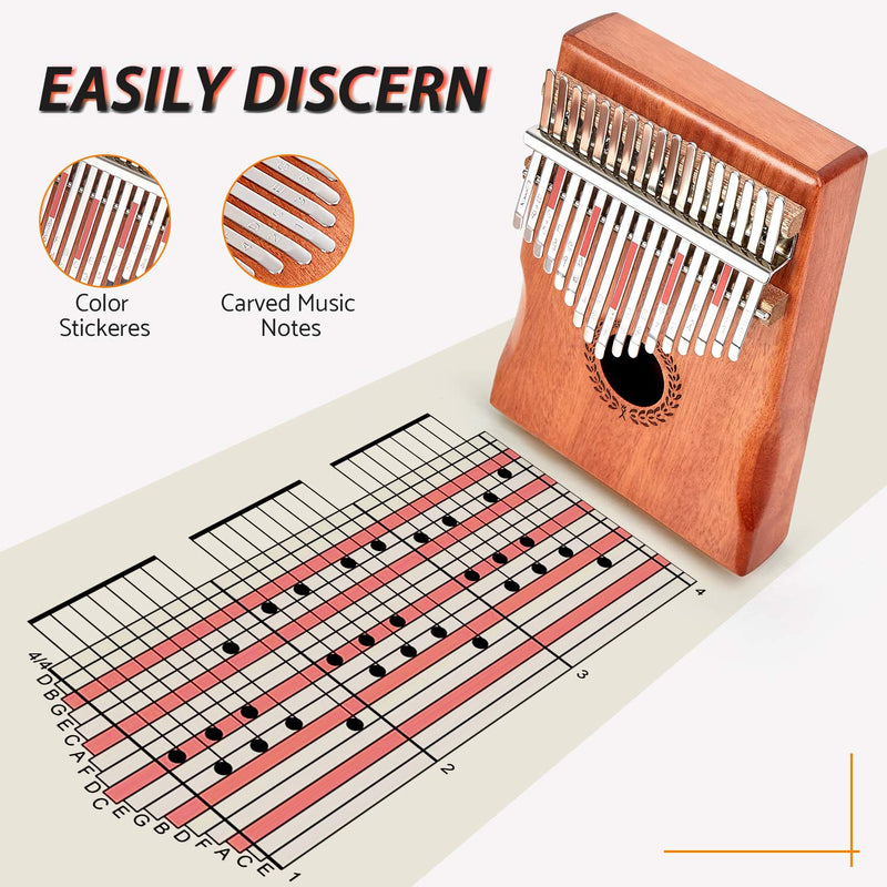 SOUIDMY Kalimba Thumb Piano, 17 Key Kalimba Finger Piano with Protective Box, Tune Hammer, Study Instruction, Portable Mbira instruments for Adults, Gifts for Musicians Beginners Kids