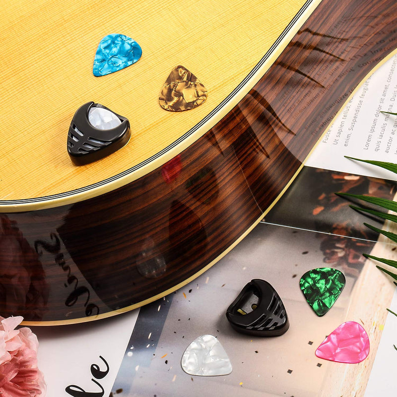 6 Pieces Pick Holder Stick-on Guitar Pick Holder Black Plastic Easy to Paste on the Guitar with Adhesive Back and Spring Guitar Accessories Convenient Picks Placement for Acoustic Guitar Bass Ukulele