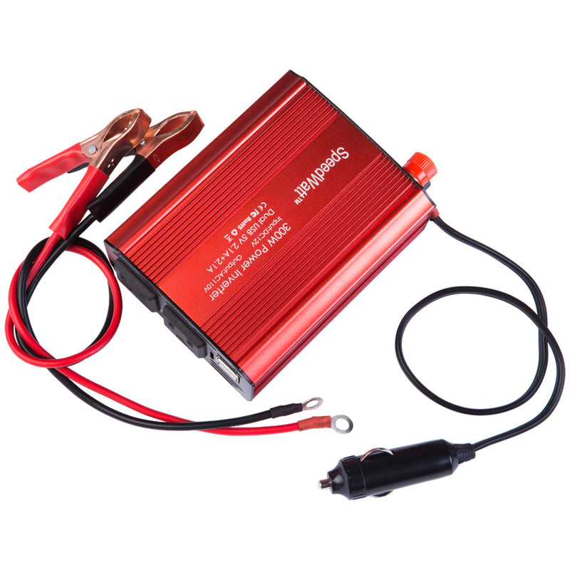 AC 300W SpeedWatt DC 12V to AC 110V Car Inverter Power Inverter with 4.2A Dual USB Car Adapter