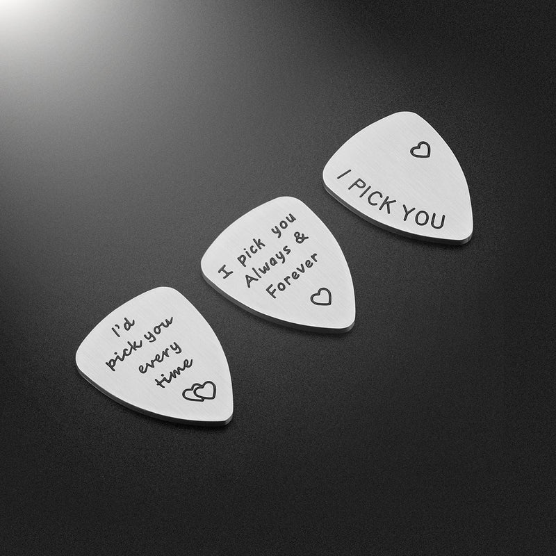 Husband Boyfriend Gifts - 3PCS Guitar Picks Gifts for Musician Husband Boyfriend Dad, Valentine's Day Gift for Him, Wedding Anniversary Gift for Men (3PCS)