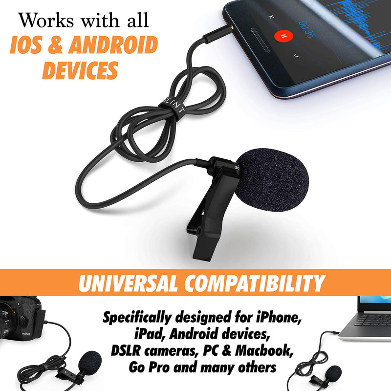 [AUSTRALIA] - Lavalier Lapel Microphone 2 Pack Bundle - Professional Omnidirectional Lavalier Mic with Clip-on Lapel Mic Compatible with iPhone, Samsung Android, GoPro & DSLR - Lapel Microphone for YouTube 