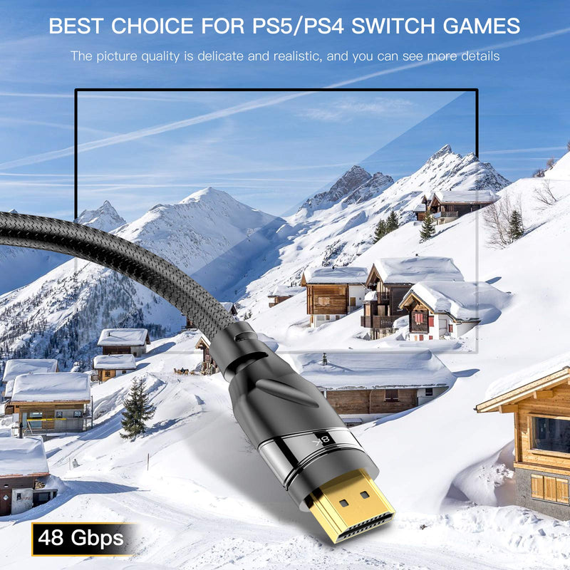 HDMI 2.1 Cable 8K 48Gbps, WORDIMA 6.5ft Certified Ultra High Speed HDMI Cable Support Dolby Atmos,Compatible with Nintendo Switch Xbox One PS5 PS4 Roku Sony LG Samsung and More