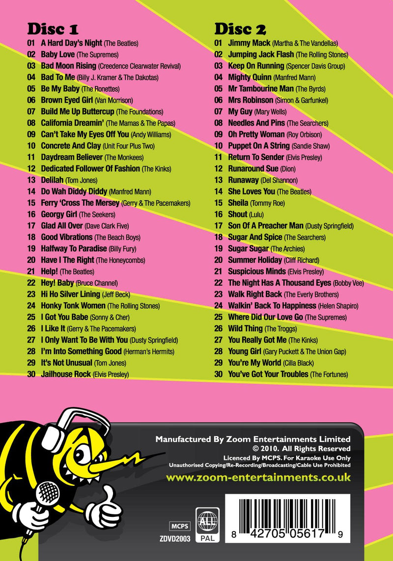 Zoom Karaoke DVD - Sixties Karaoke Party (60's) - 60 Songs