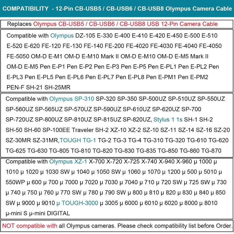 MaxLLTo USB PC Data + Battery Power Charging Cable/Cord/Lead for Olympus Camera CB-USB8