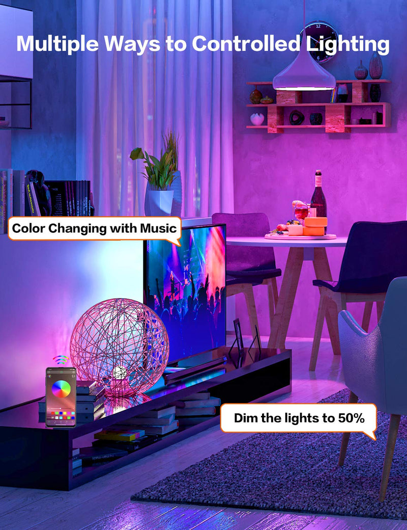 [AUSTRALIA] - Led Strip Lights, Jadisi 65.6ft Music Sync RGB Lights Strip, SMD5050 Color Changing with Bluetooth Controller + 24 Key Remote Control LED Lights for Bedroom, Bar, Party, Home Decoration(4X16.4ft) 