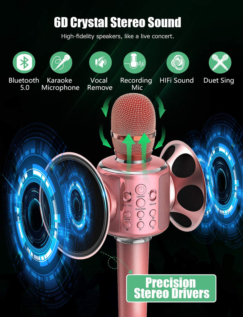 [AUSTRALIA] - Karaoke Wireless Microphone Bluetooth Speaker, Portable Professional Handheld Mic Singing Machine, Reverb/Duet,for Android & iOS Phone/PC and Meeting/KTV/Party/Gift 