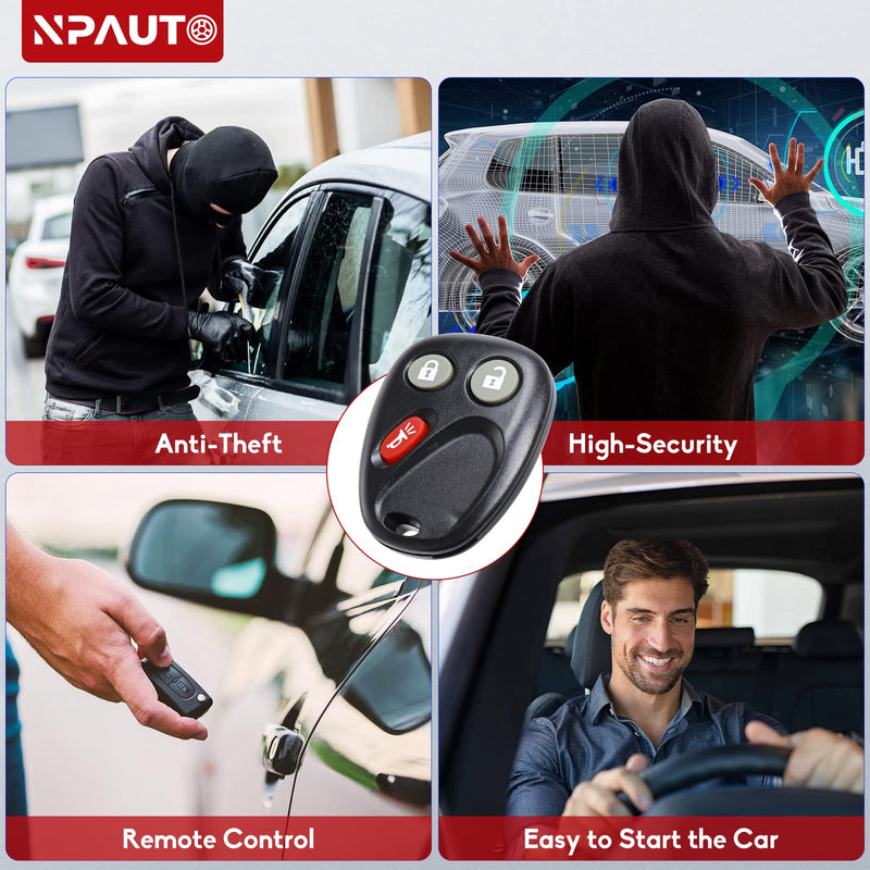 [AUSTRALIA] - NPAUTO Key Fob with Ignition Key fits for Chevy Silverado Avalanche Suburban Tahoe SSR Equinox 2003-2006,GMC Sierra Yukon XL, Saturn Vue, Hummer H2, Cadillac Escalade Keyless Entry Remote LHJ011, 2Pcs 