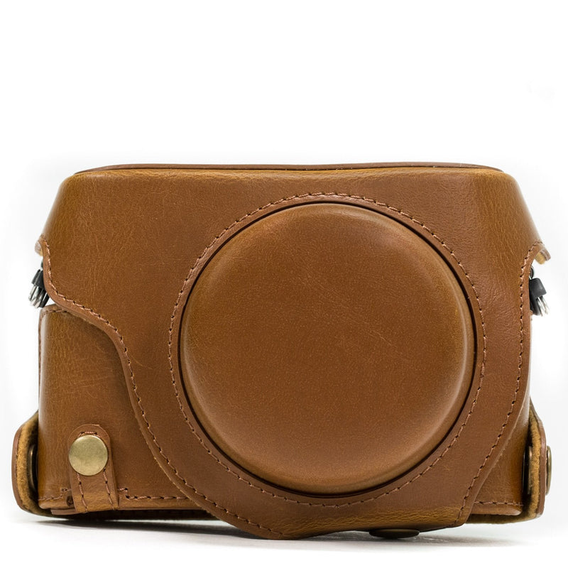 MegaGear Ever Ready Protective Leather Camera Case, Bag for Panasonic LUMIX LX100, DMC-LX100 Camera (Light Brown) (Model: MG663)