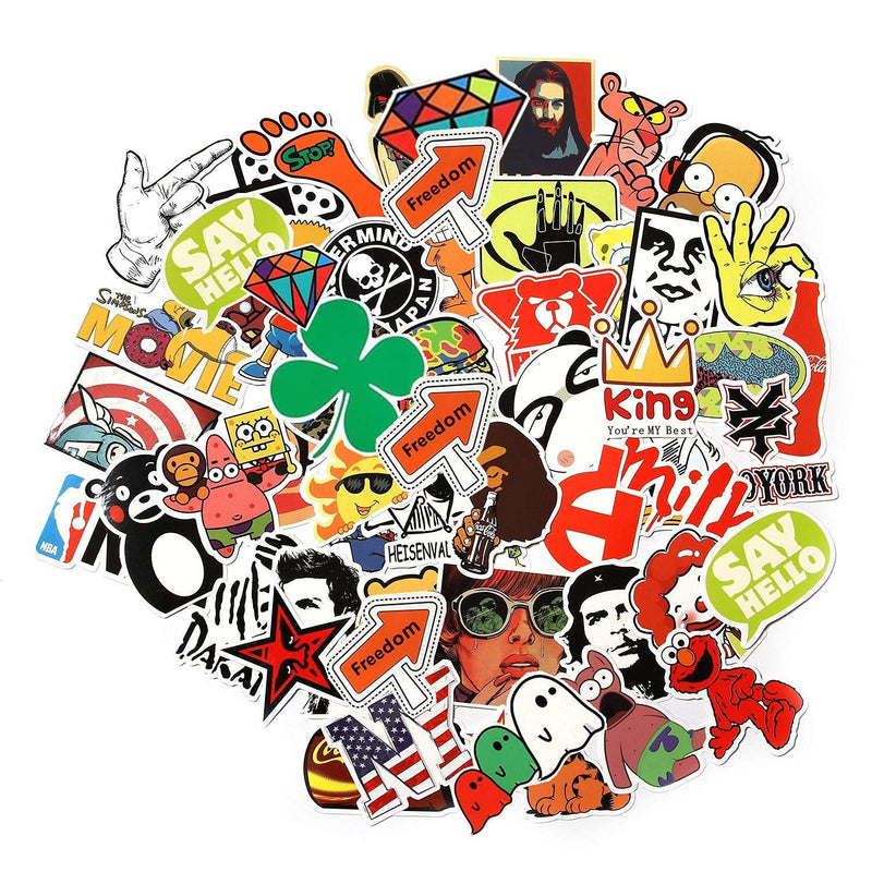 Cool Sticker 100pcs Random Music Film Vinyl Skateboard Guitar Travel Case Sticker Door Laptop Luggage Car Bike Bicycle Stickers (100pcs)