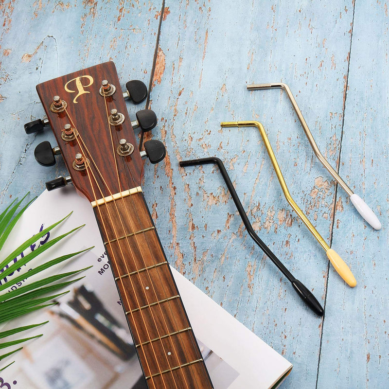 4 Pieces 6 mm Thread Tremolo Arm Electric Guitar Tremolo Arm Thread Metal Single Tremolo Arm Whammy Bar with Tip for Stratocaster Electric Guitar Tremolo System, 3 Colors
