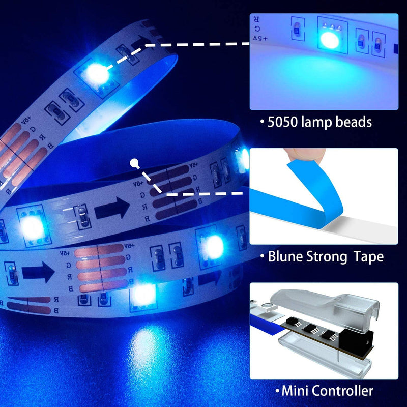 TV LED Backlight,SHINELINE 20ft USB LED Light Strip with 24 Key Remote Control RGB SMD 5050 LED Lights for TV 46-65inch Large Size DIY Decoration(2RollX10ft)