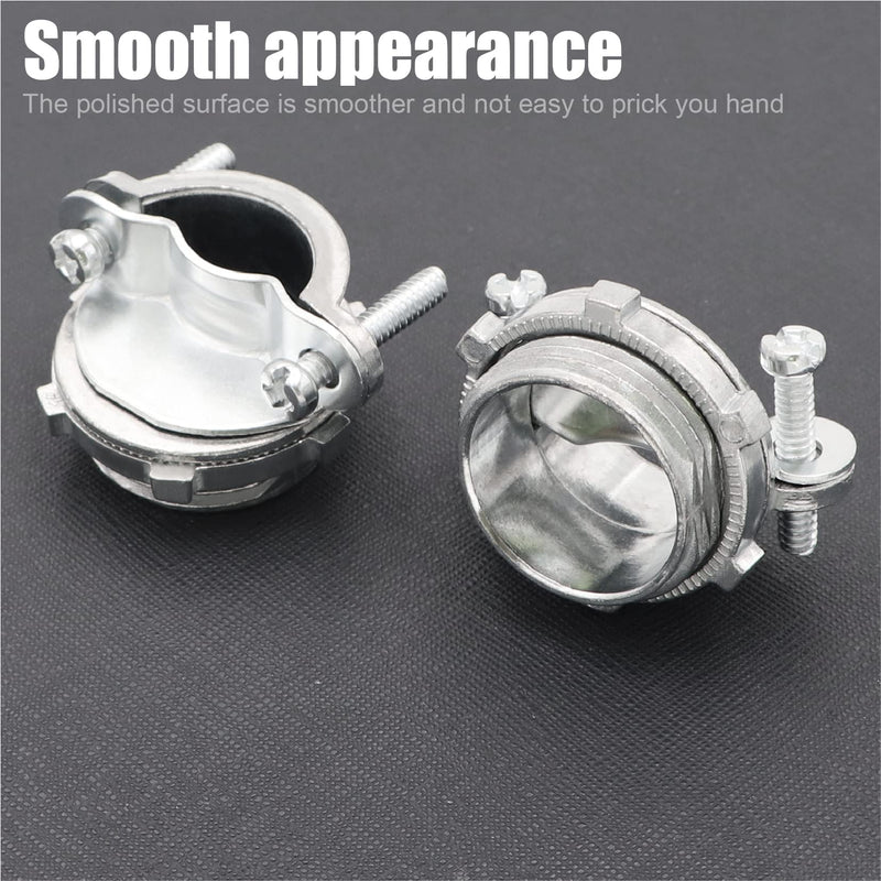 15Pack 1/2" NM Clamp Type Cable Connectors for Metallic Conduit Protect Cables Silver-Zinc 1/2"-15pack