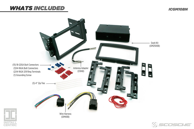 SCOSCHE Install Centric ICGM10BN Compatible with Select GM 2005-16 LAN Double DIN Complete Basic Installation Solution for Installing an Aftermarket Stereo 2005-2016 Class II Complete Installation Kit