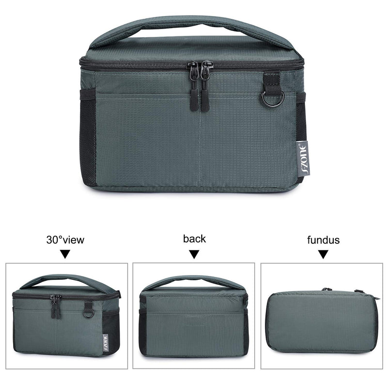 S-ZONE Water Resistant Camera Insert Bag with Sleeve Camera Case Upgraded Version 2.0 ArmyGreen
