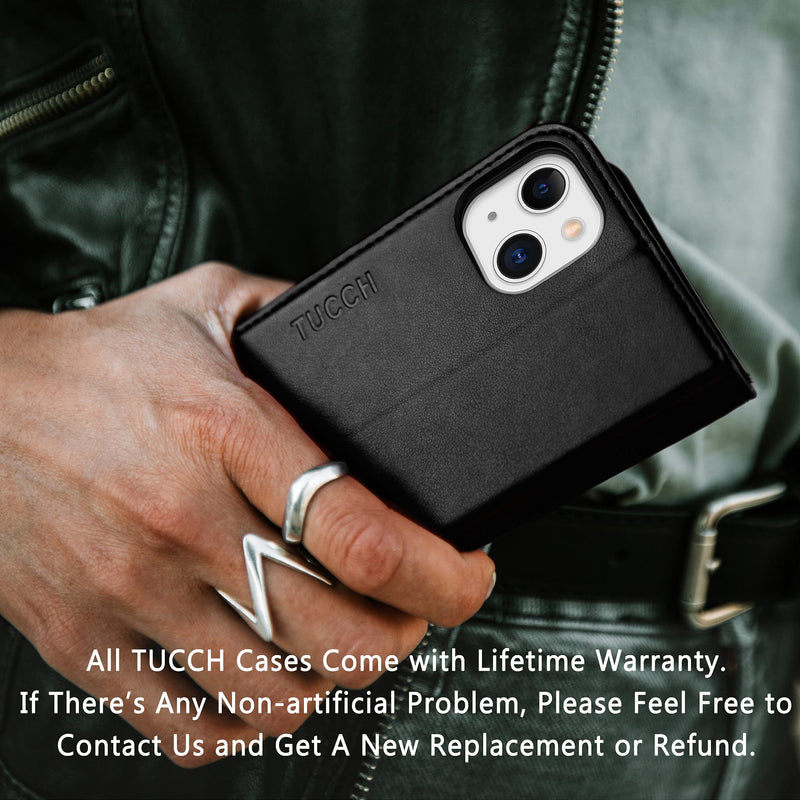 [AUSTRALIA] - TUCCH Case for iPhone 13 Wallet Case, Magnetic PU Leather Stand Flip Cover with [TPU Shockproof Interior Case], [RFID Blocking] [Card Slot] Folio Case Compatible with iPhone 13 6.1-inch 2021, Black 