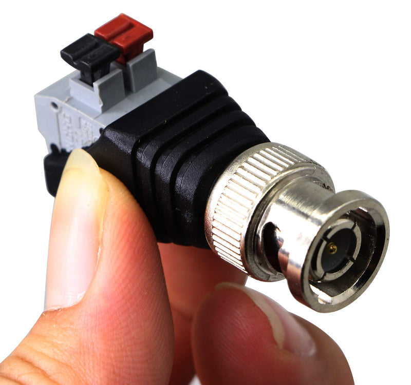 zdyCGTime BNC Video Baluns Adapter BNC Male Plug to 2 Pin/Way Screw Terminal Video Audio Spring Press Type Balun with Solderless Screw Terminal for Coax Cat5 to BNC CCTV Security Surveillance(10-pack)