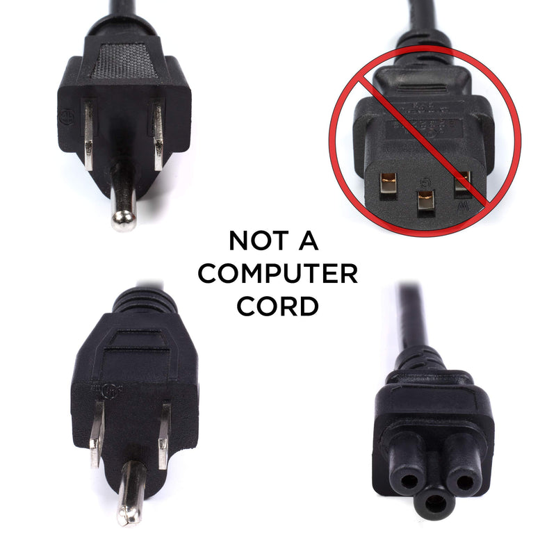 AC Power Cord (3 Prong) - Black, 3 Feet - Premium Quality Copper Wire Core - Mouse Style for Laptops, Computers, & Power Supplies - NEMA 5-15 to C5 / IEC 320 - UL Listed 3 Feet (0.9 Meter)