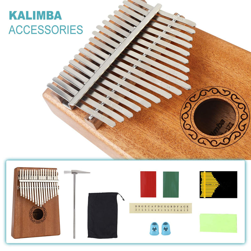 WoneNice 17 key kalimba Thumb Piano, Mbira Solid Mahogany Finger Piano, Gift for Kids Adult Beginners Valentine's Day