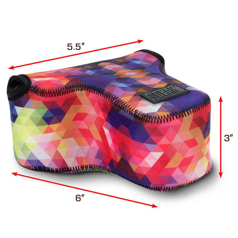 USA GEAR DSLR Camera Sleeve (Geometric) with Neoprene Protection, Holster Belt Loop and Accessory Storage - Compatible with Nikon D3100, Canon EOS Rebel SL2, Pentax K-70 and More Geometric