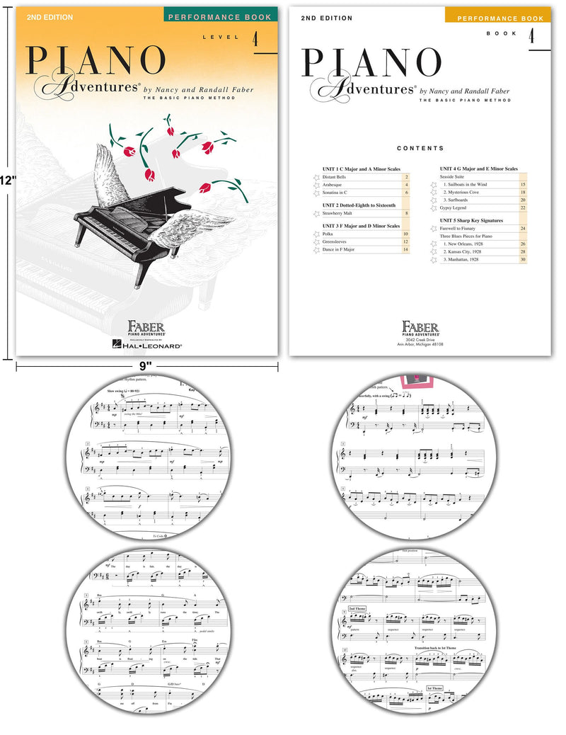 Piano Adventures Level 4 Learning Set 2nd edition By Nancy Faber - Lesson, Theory, Performance, Technique & Artistry Books & Juliet Music Piano Keys 88/61/54/49 Full Set Removable Sticker