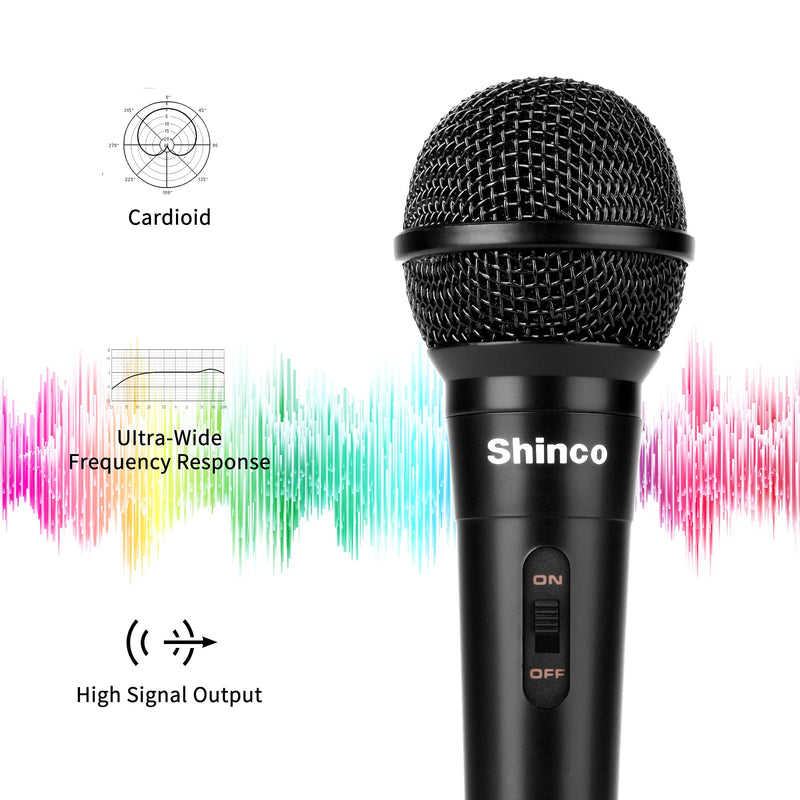 Shinco Handheld Microphone, Dynamic Cardioid Mic with 13ft Cable and ON/Off Switch, Ideally Suited for Speakers, Karaoke Singing Machine, Amp, Mixer