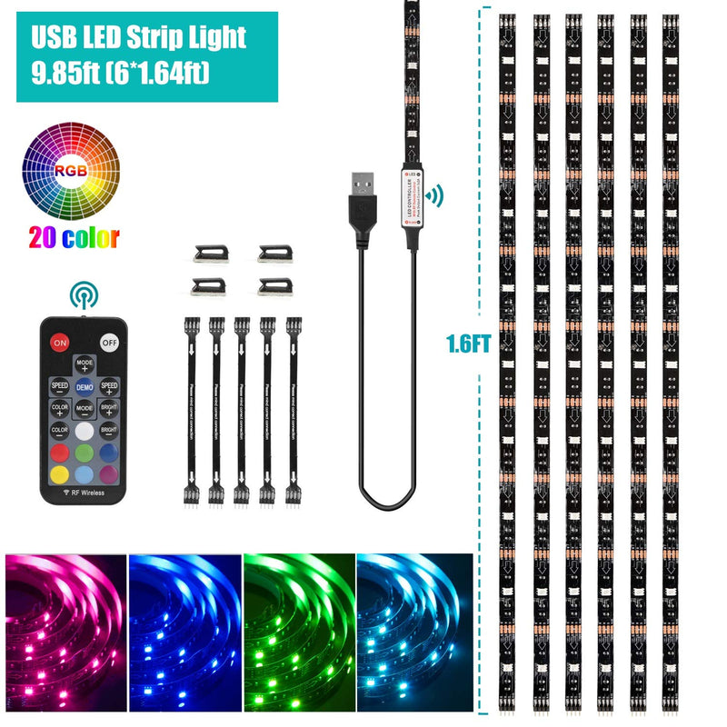 [AUSTRALIA] - USB Led Strip Light with 18-key RF Controller 9.85ft (61.64ft)5050 flexible RGB Strip Light for Home Décor DIY Bedroom TV Backlight 