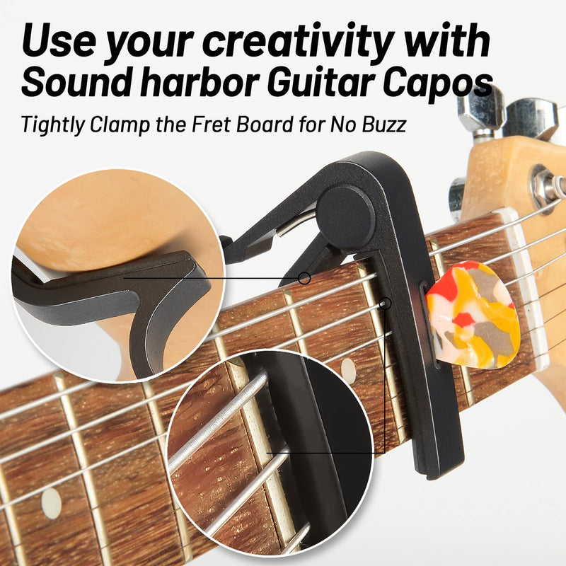 Guitar Capo, Black Capo, Pick Holder on Capo for Acoustic Electric Guitar,Ukulele,Mandolin,Banjo (Black)